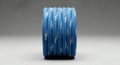 Vibrant Blue Climbing Rope Coiled with White Pattern, Studio Shot Royalty Free Stock Photo