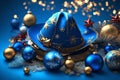 Vibrant Blue crismas Celebration Hat PNG