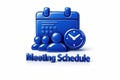 Blue Meeting Schedule Icon with People and Clock calendar Royalty Free Stock Photo
