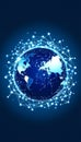 Vibrant Blue Digital Earth Connected by a Global Network of Technology and Communication Links Royalty Free Stock Photo