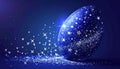 Glowing Blue Easter Egg with Sparkling Stars and Magic Dust on Dark Background Royalty Free Stock Photo