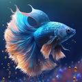 Vibrant Blue Fire Fins of a Happy Guppy Fish. Perfect for Aquarium Websites and Blogs.