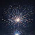 Vibrant blue fireworks display, dark sky backdrop, stars , fireworks, blue burst, stars Royalty Free Stock Photo