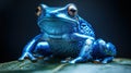 Vibrant blue frog on a leaf Royalty Free Stock Photo