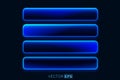 Vibrant Blue Glowing Interface Buttons. Futuristic UI design element template on dark background. Royalty Free Stock Photo
