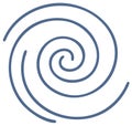 Vibrant blue graphic illustration of a swirling concentric spiral pattern Royalty Free Stock Photo