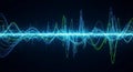 Vibrant blue and green sound wave with binary code abstract digital background audio Royalty Free Stock Photo