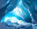 Vibrant Blue Ice Cave Interior with Bright Light Striking Winter Landscape Scene Royalty Free Stock Photo