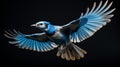 Vibrant Blue Jay In Flight: Alastair Magnaldo Inspired Artwork