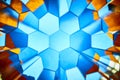 Vibrant Blue Kaleidoscope Geometry with Hexagonal Symmetry