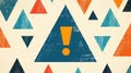 A vibrant blue and orange triangle features a bold exclamation mark at its core, showcasing modern cartoon textures Royalty Free Stock Photo