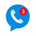 Vibrant Blue Phone Icon with White Receiver and Red Notification Badge on White Background Royalty Free Stock Photo