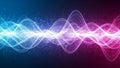 Vibrant Blue and Pink Abstract Sound Wave or Data Stream with Glowing Lines and Scattered Particles Royalty Free Stock Photo