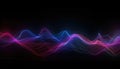 Vibrant Blue and Pink Sound Wave on Light Amber and Purple Canvas. Perfect for Mus