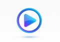 Vibrant blue play button icon with glossy finish and subtle shadow effect Royalty Free Stock Photo