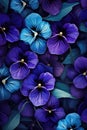 Vibrant Blue and Purple Pansies Texture Background