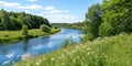 Blue River and Summer Nature Royalty Free Stock Photo