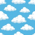 A vibrant blue sky adorned with fluffy white clouds in a repeating pattern design Royalty Free Stock Photo