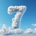 Vibrant Blue Sky With Fluffy Clouds Shaped As Number Seventy - 4k Octane Rendering Royalty Free Stock Photo