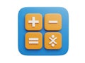 Calculator application icon featuring basic arithmetic symbols isolated on white background Royalty Free Stock Photo