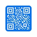 Blue Square QR Code with White Pattern on White Background QR code barcode Royalty Free Stock Photo