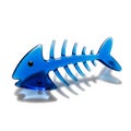 Blue translucent fish skeleton object with a single black eye and shadow on a white background Royalty Free Stock Photo