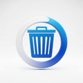 Blue Trash Can Icon Inside A Circular Progress Bar With Blue And White Gradient garbage delete Royalty Free Stock Photo
