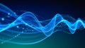 A vibrant blue waveform with glowing particles against a dark background Royalty Free Stock Photo