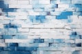 Vibrant blue and white chalk art on a painted brick wall Royalty Free Stock Photo