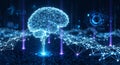 AI brain network connecting technology and data Royalty Free Stock Photo