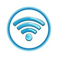 Vibrant blue wireless internet network signal icon in a circle for global connectivity Royalty Free Stock Photo