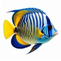 Vibrant Blue Yellow Striped Angelfish Isolated Royalty Free Stock Photo