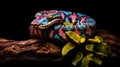 Vibrant Boa Constrictor On Black Background: A Stunning Optical Illusion