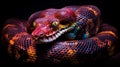 Vibrant Boa Constrictor: Colorful Snake On Black Background