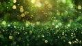 Vibrant bokeh background with sparkling golden and green lights, creating a festive atmosphere. Royalty Free Stock Photo