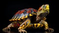 Vibrant Eastern Box Turtle On Black Background Royalty Free Stock Photo