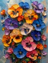 Vibrant Botanicals: A Colorful Canvas of Melted Paint in a Blue