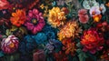 Vibrant Bouquet of Colorful Flowers on a Dark Background
