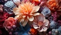 A vibrant bouquet of multi colored flowers brings summer romance generated by AI