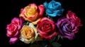 Multicolored Rose Bouquet in Vase Royalty Free Stock Photo