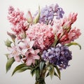 Hyacinth Bouquet: Realistic Watercolor Painting With Delicate Shading