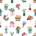 Vibrant Bouquets Of Flowers Arranged In A Seamless Pattern, Creating Visually Stunning Design That Is Perfect For Fabric Royalty Free Stock Photo