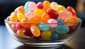 A vibrant bowl of colorful candy, a sweet celebration generated by AI Royalty Free Stock Photo