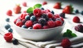 Fresh Mixed Berries in Bowl, Healthy Eating Concept