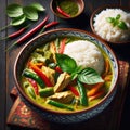 Thai Green Curry with Chicken and Vegetables, AI Generated