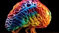 Vibrant Brain in Ultra High Resolution Explore the Colorful Spectrum of the Human Mind AI generative Royalty Free Stock Photo
