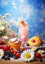 Vibrant breakfast backdrops colors dancing in the sunrise