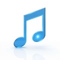 Bright Blue 3D Musical Note Icon with Reflective Surface on a White Background symbol Royalty Free Stock Photo