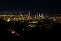 Vibrant and bright cityscape of Birsban, Australia at night