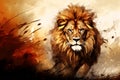 Vibrant and bright and colorful lion animal portrait poster. AI generated